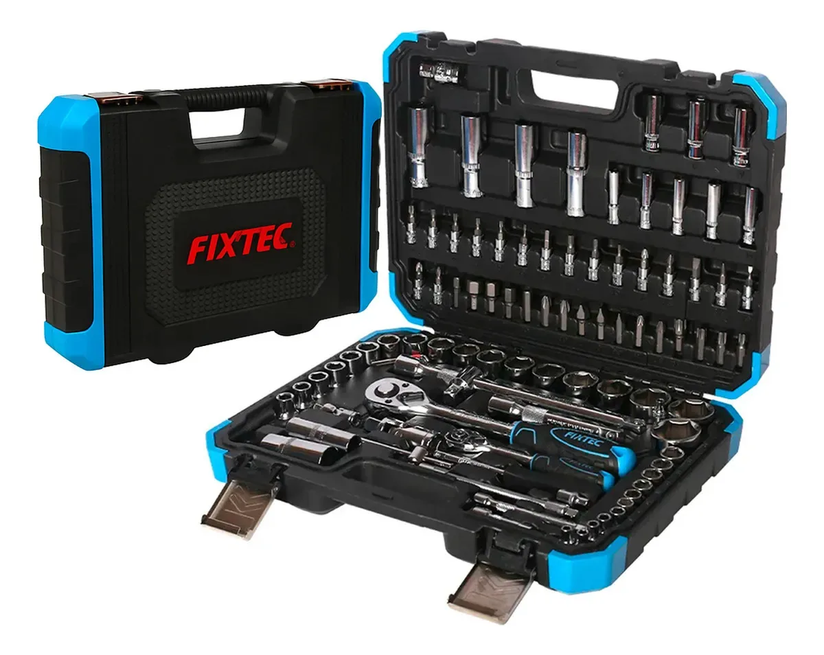 Maleta Jogo De Soquetes E Chaves Fixtec 94 Peças Catraca