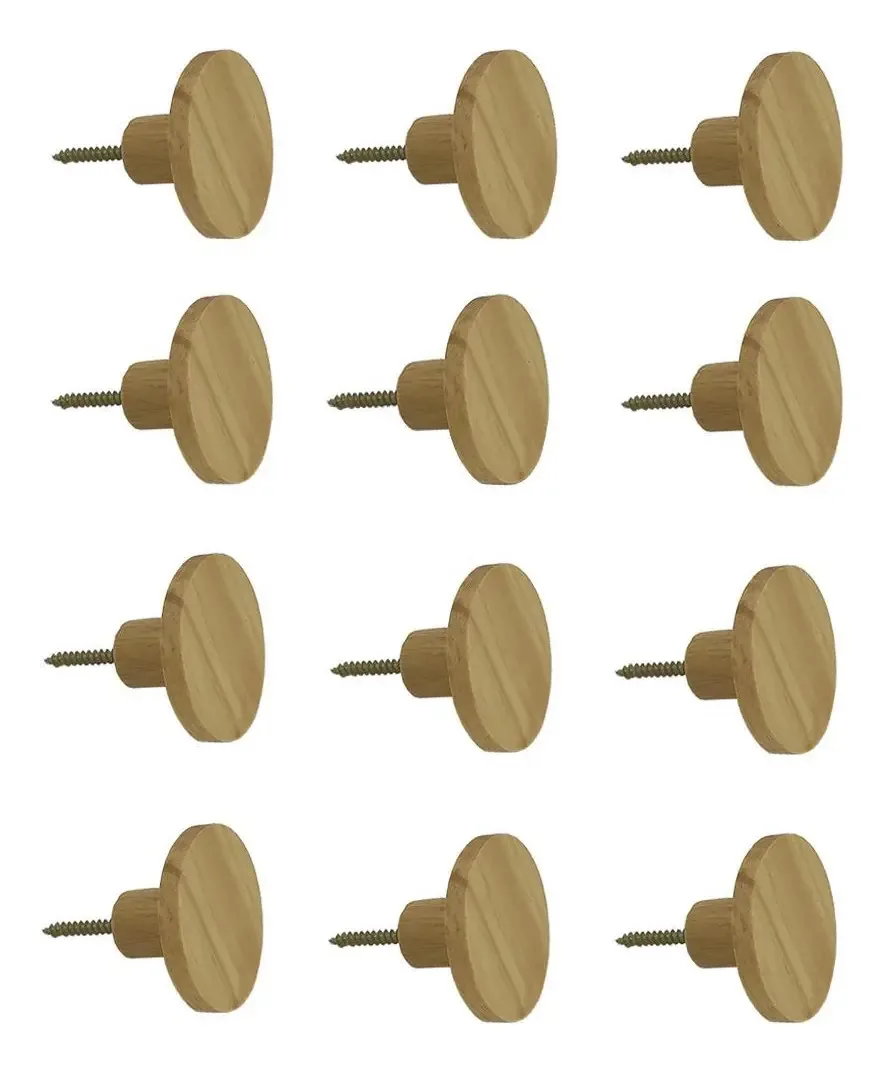 12 Cabideiros Pendurador De Parede Para Roupas 6,5cm - Pinus