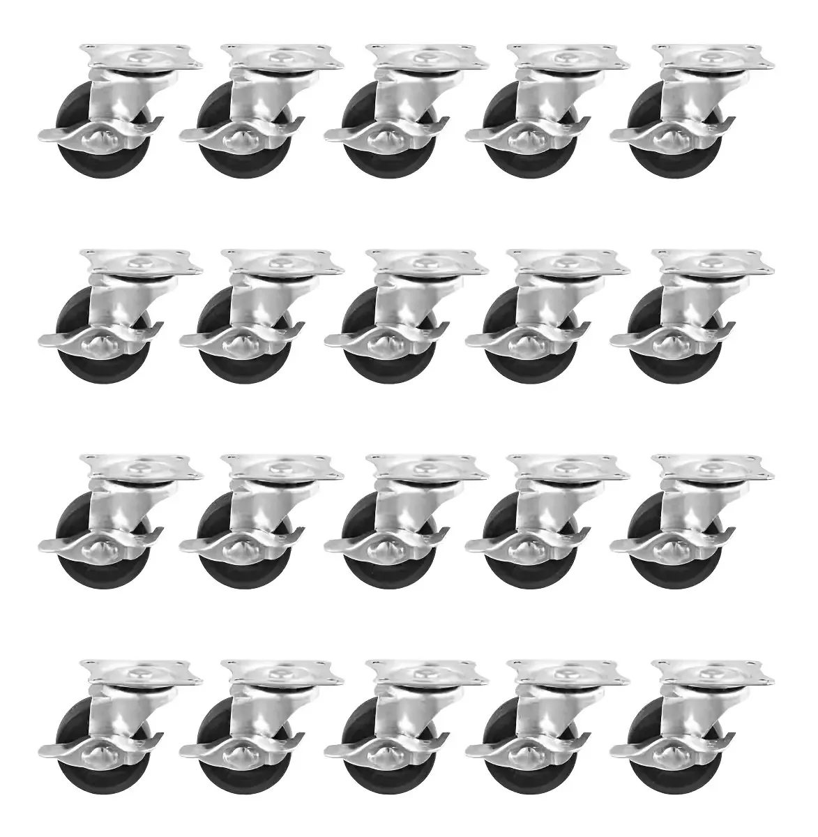 Rodízios Giratórios Desicon 40mm Plástico Com Trava para Mesas e Puffs