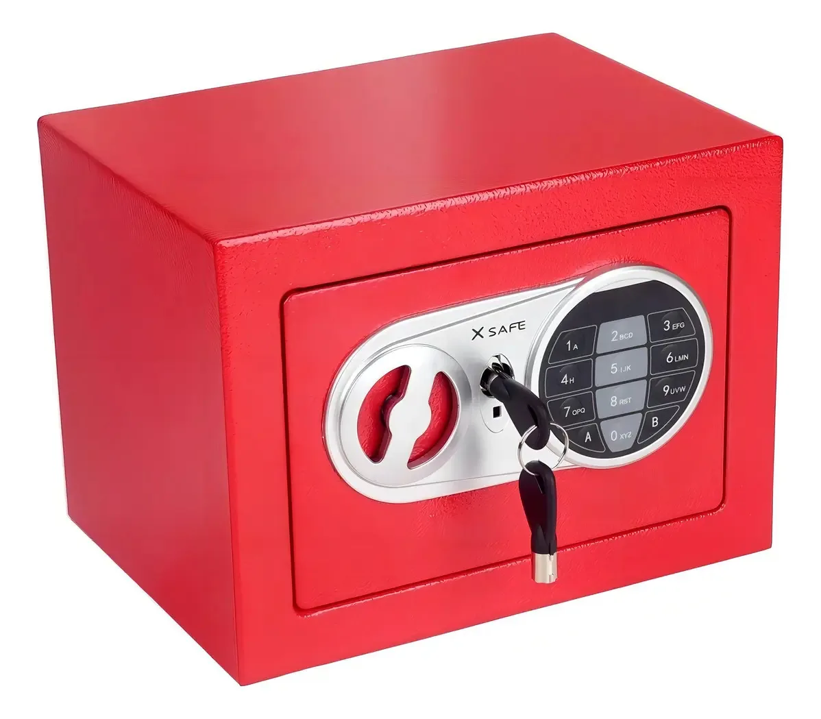 Cofre Digital Eletrônico Em Aço Senha E 2 Chaves Vermelho