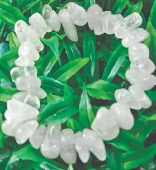 Pulseira Pedra Cristal Quartzo Leitoso Semi Preciosa 001