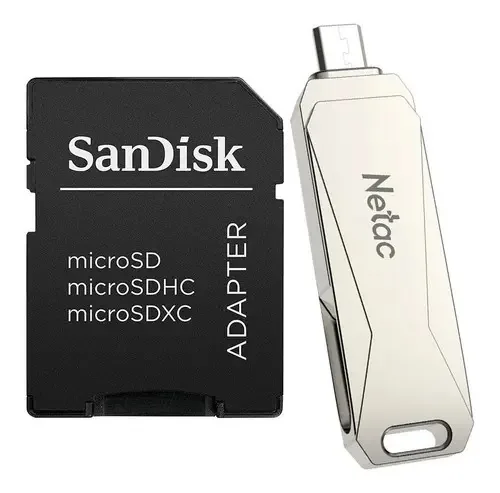 Pen Drive 64gb U381 Dual Drive Microusb Tipoc Netac Cadapt
