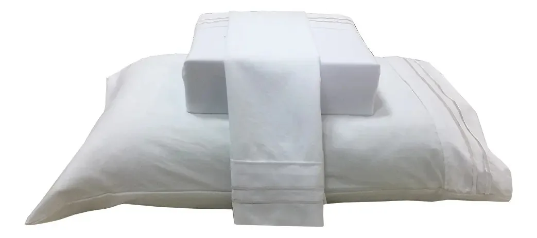 Jogo Cama Solteiro Percal Soft 300 Basic Poliéster Niazitex Cor Branco