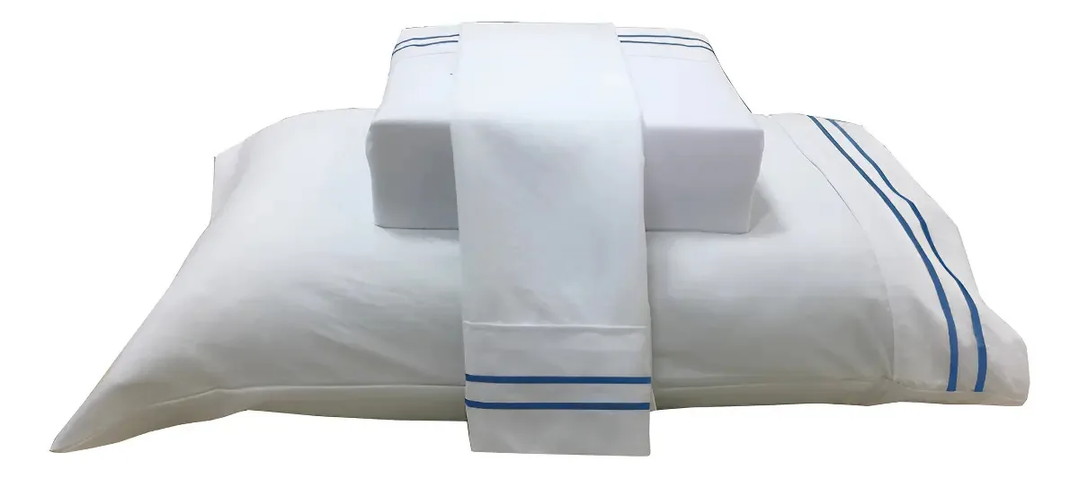 Jogo Cama Solteiro Percal Soft 300 Basic Poliéster Niazitex Cor Índigo