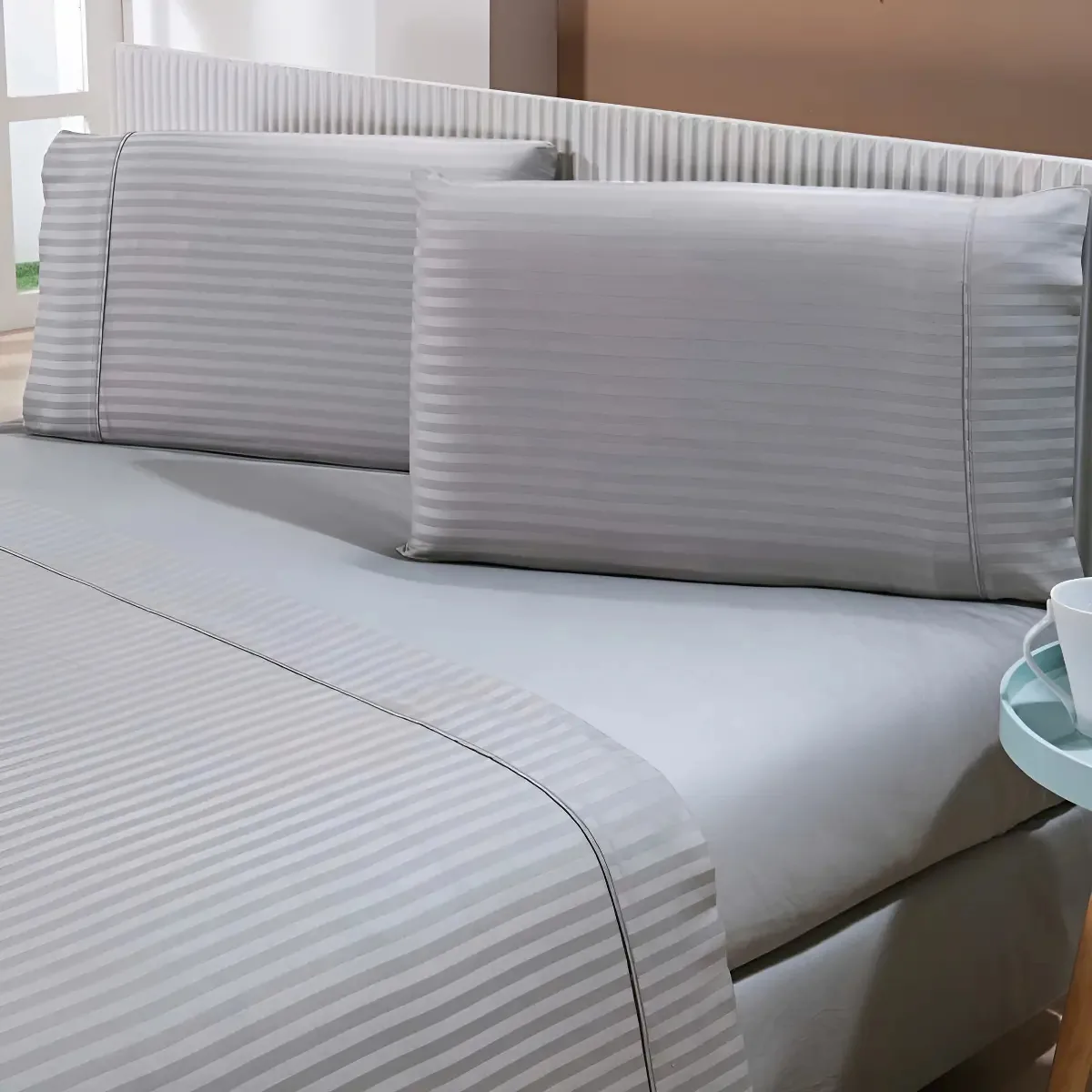 Jogo Cama Stripe 300 F King Cinza Claro/unico