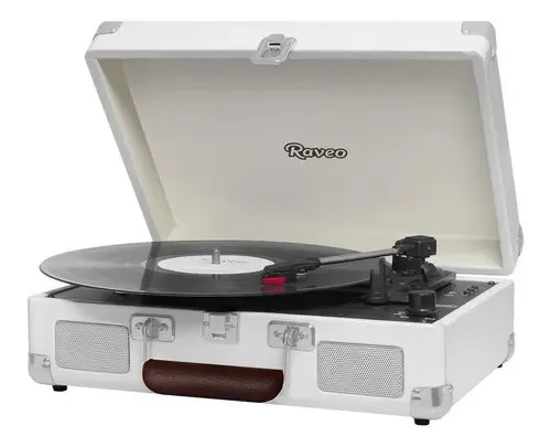 Vitrola Maleta Raveo Toca Discos De Vinil Bluetooth Branco