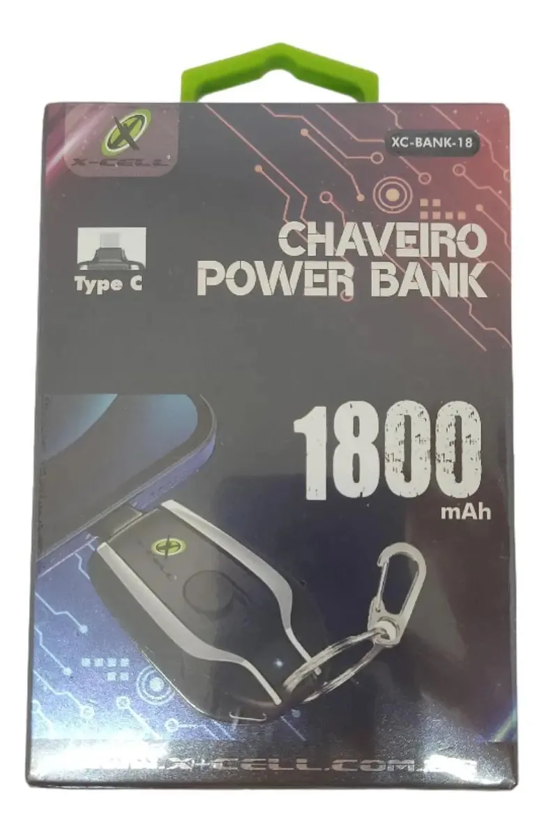 Chaveiro Tipo C Power Bank 1800mah Xc-bank-18 X-cell - Preto