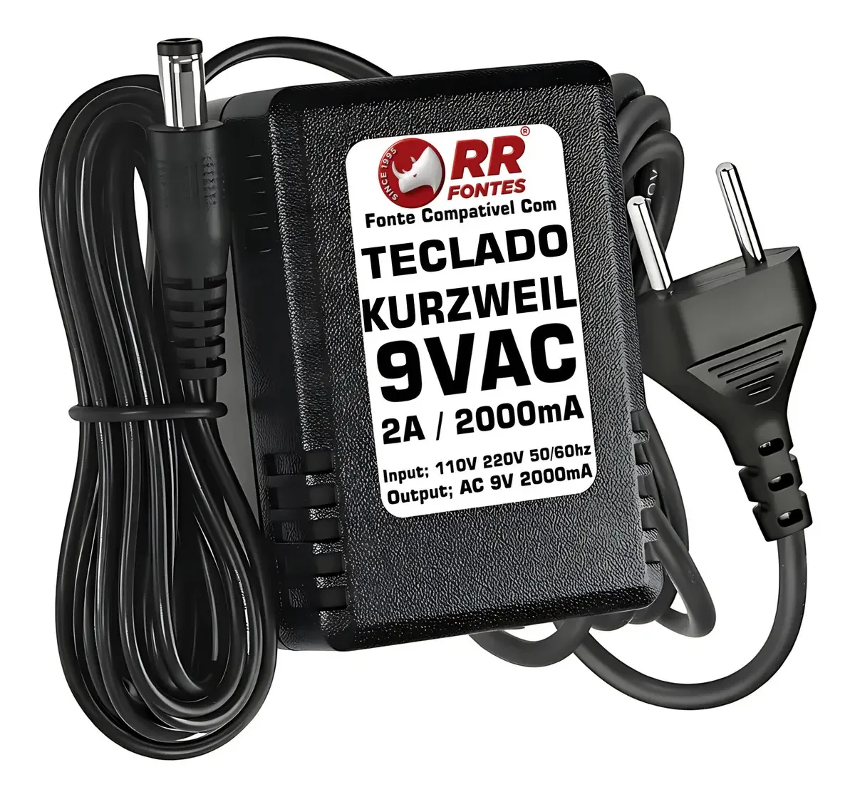 Fonte 9V 2A Compatível Teclado Kurzweil RRFONTES Conector Barril