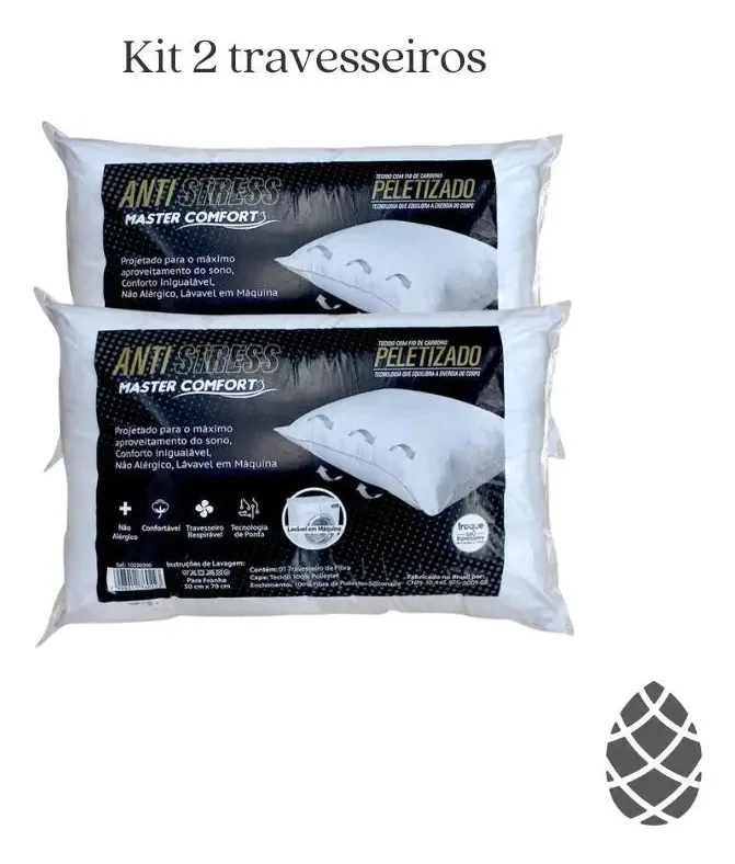 Kit 2 Travesseiros 50cmx70cm Anti Stress Master Comfort