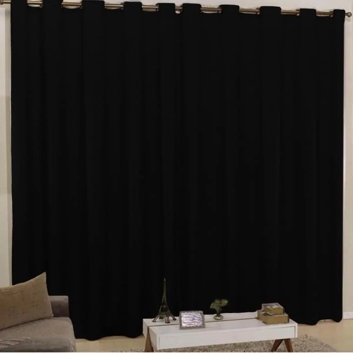 Cortina Blackout Para Sala Preta Varão 3m Cotex