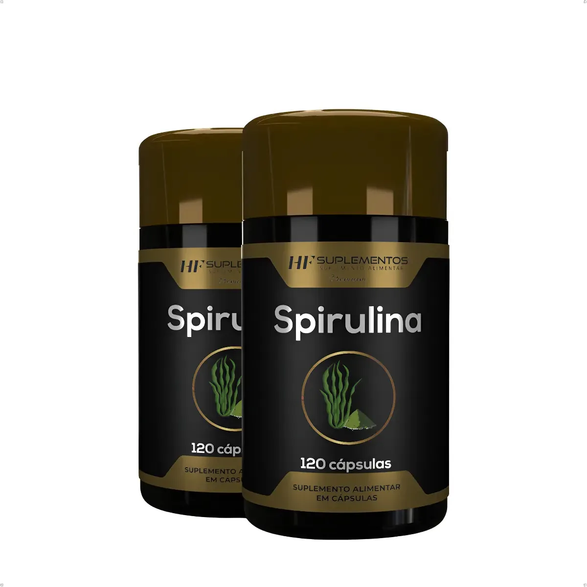 2x Spirulina 120 Cápsulas Hf Suplementos Sem Sabor