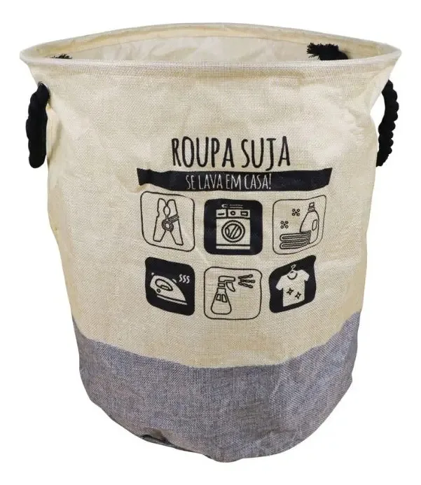 Cesto De Roupa Organizador De Lavanderia - Chinatown Cor Bege