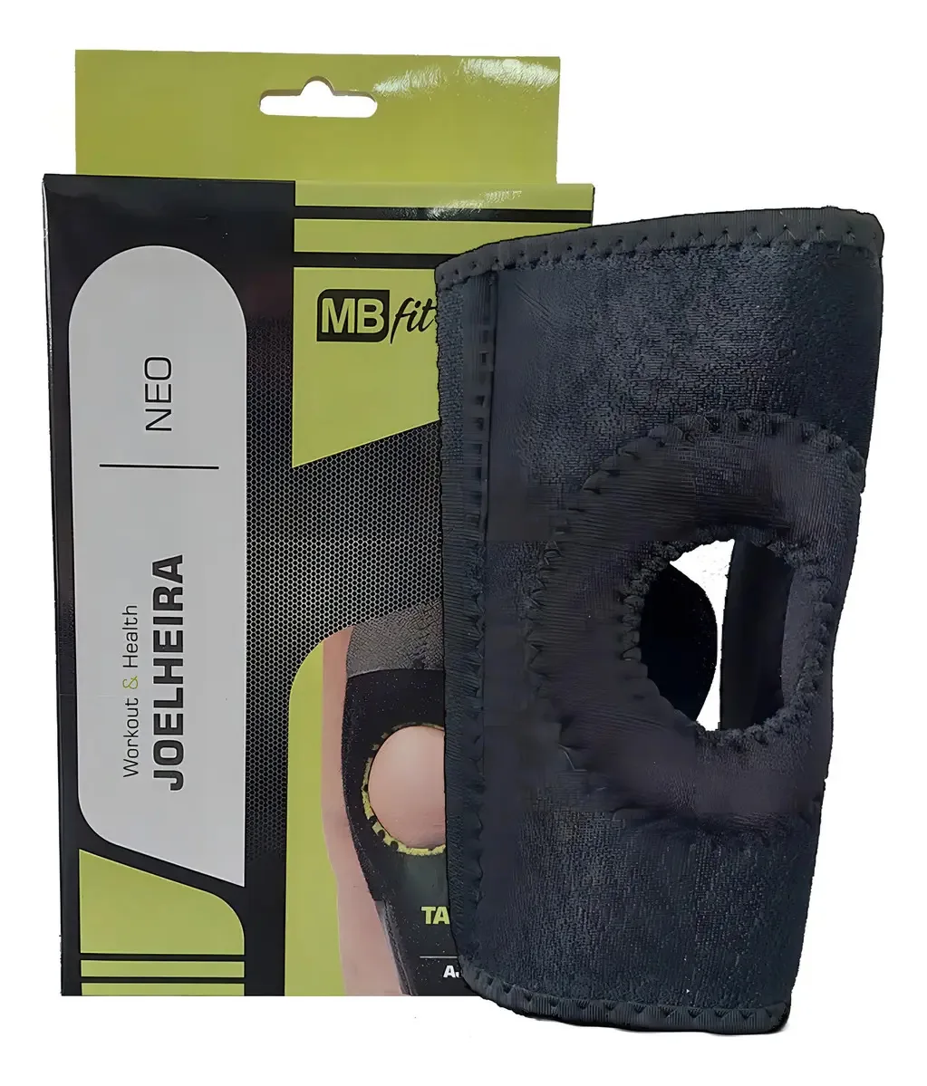 Joelheira Articulada Ajustável MBFit Neoprene Preto Reabilitação