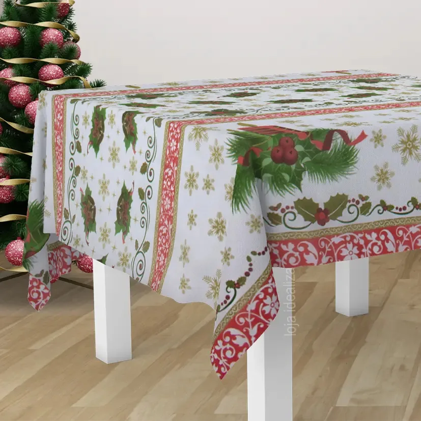 1 Toalha Mesa Tnt Festa Feliz Natal Velas Natalinas 140x200