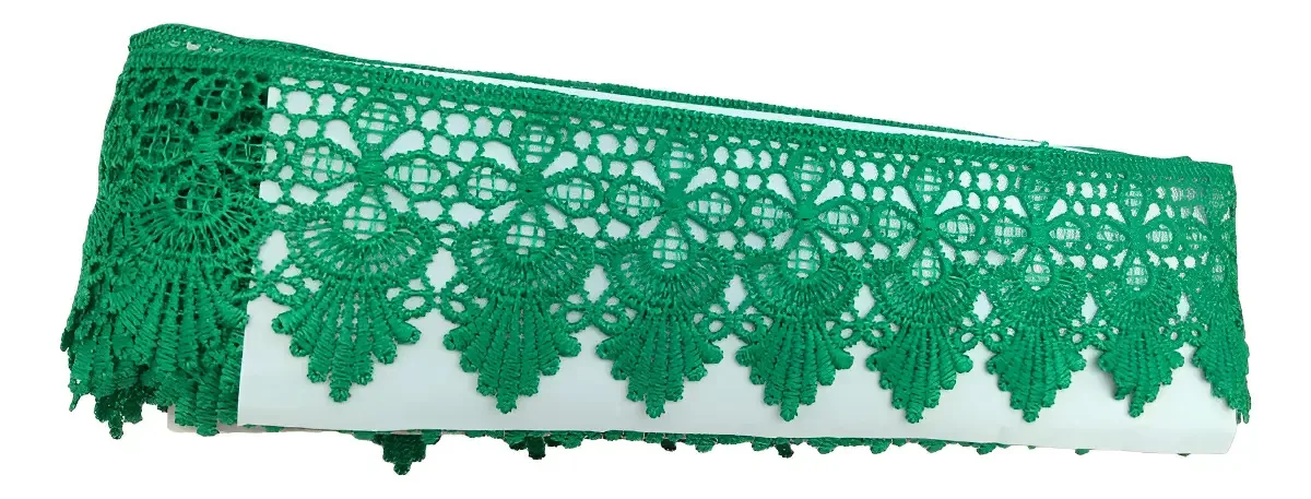 Renda Guipir Sa631 - Larg: 6,0cm - Verde - Rolo 13,70 Mts