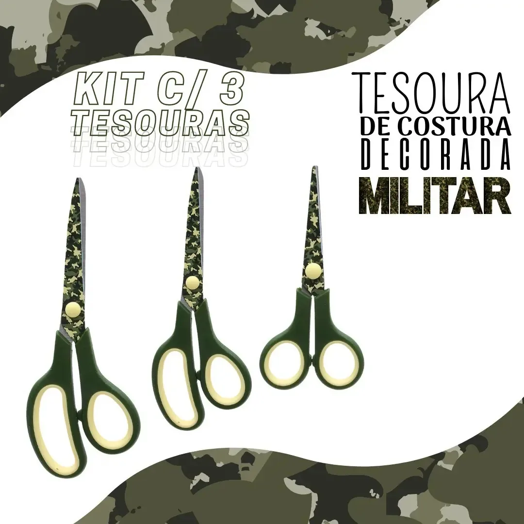 Tesoura De Costura Decorada Militar Kit C/ 03 - Nybc