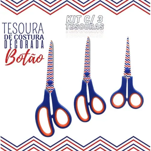 Tesoura De Costura Decorada Náutica Kit C/ 03 - Nybc