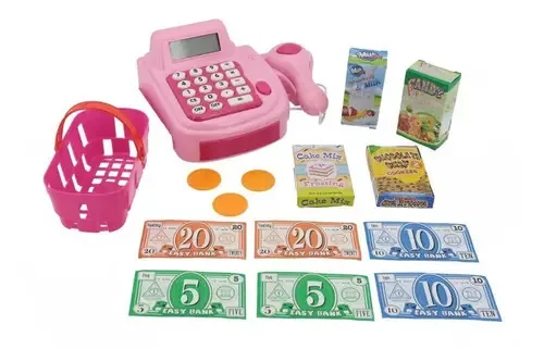 Caixa Registradora Brinquedo Infantil Som E Luz Cute Toys Cor Rosa