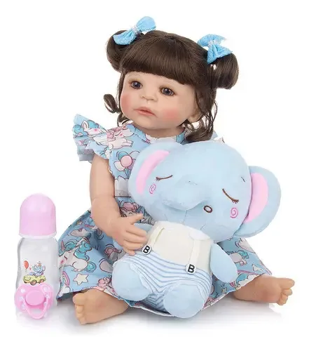 Boneca Bebe Reborn 100% Silicone Elefantinho
