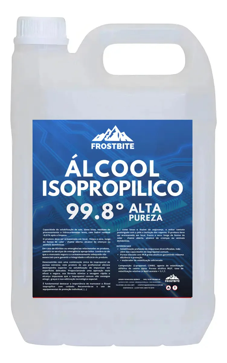 Álcool Isopropílico 99,8% FROSTBITE 5 Litros Limpador Eletrônico Telas