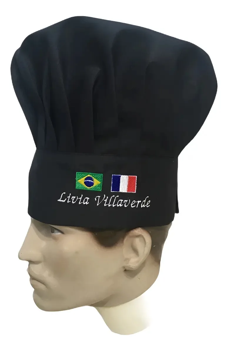 Chapéu de Chef Preto Morganita Uniformes Personalizado Em Gabardine