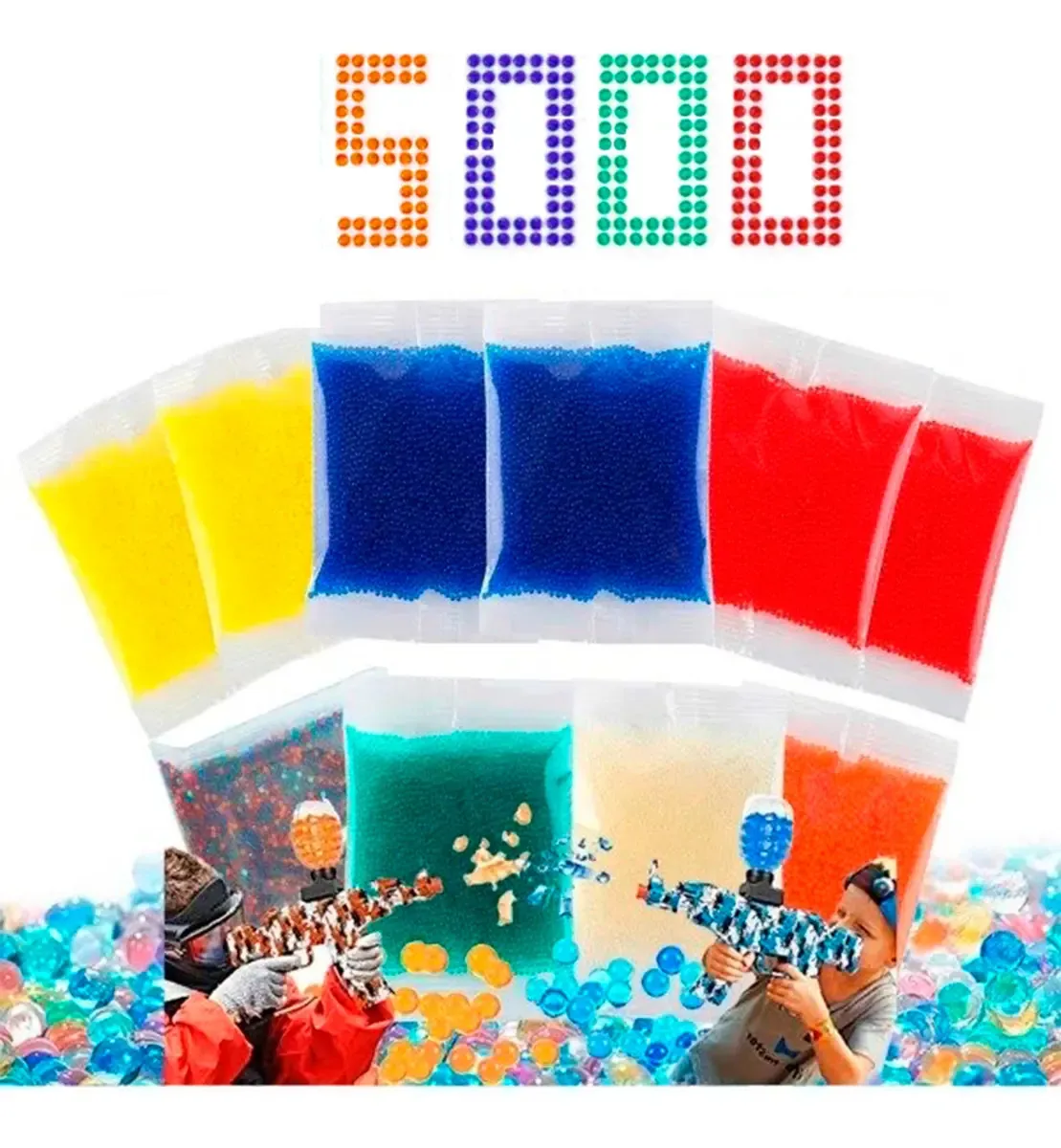 Bolinhas De Gel Cresce Na Água Para Arminhas 7 A 8mm Coloridas 5.000 Unidades