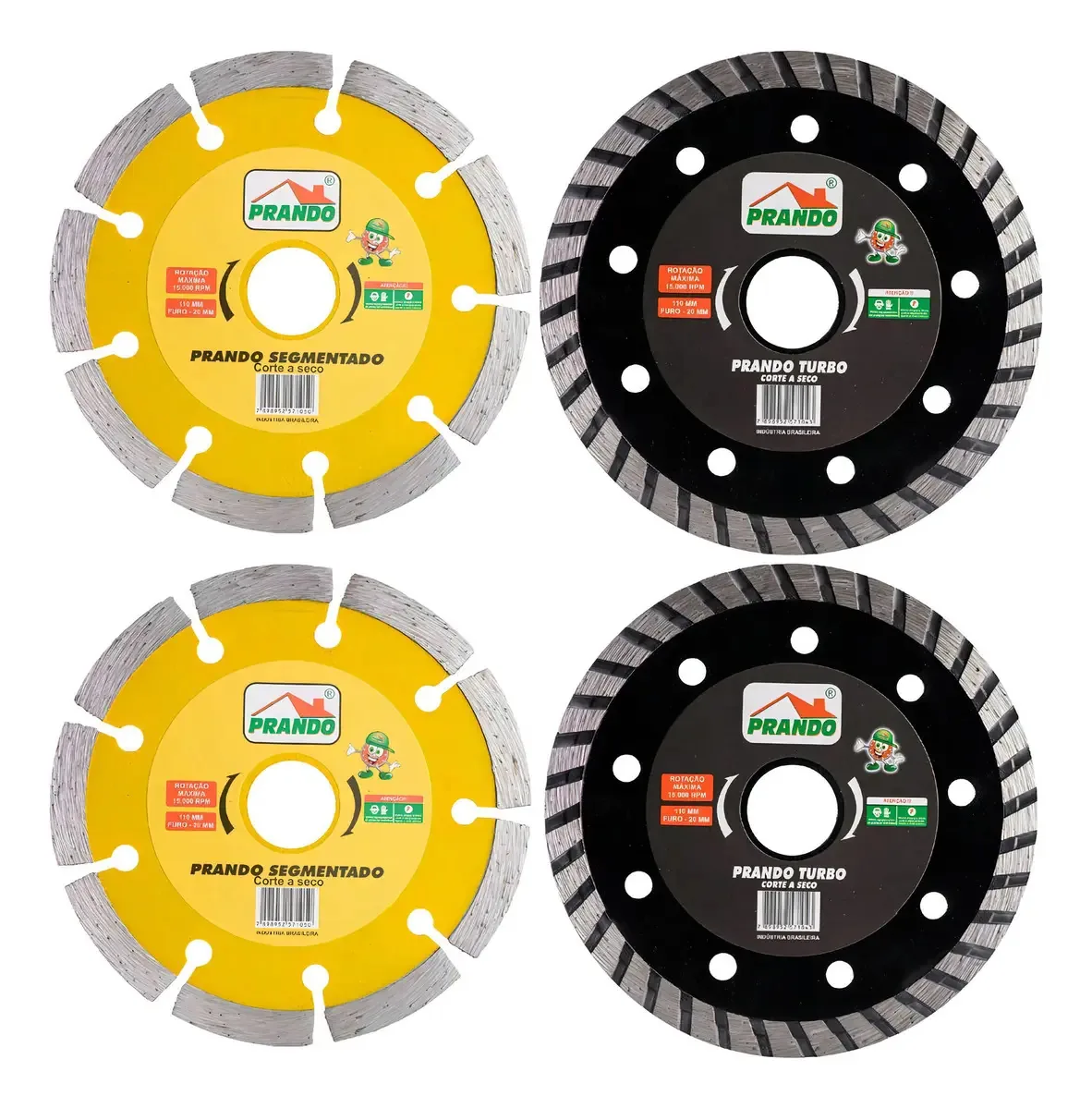 Kit 04 Discos Diamantados Turbo E Segmentado