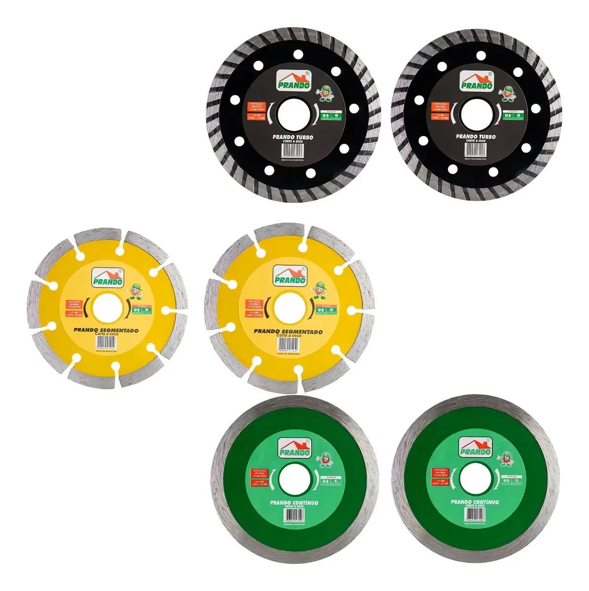 Kit 06 Discos Diamantado Mármore Turbo Contínuo Segmentado