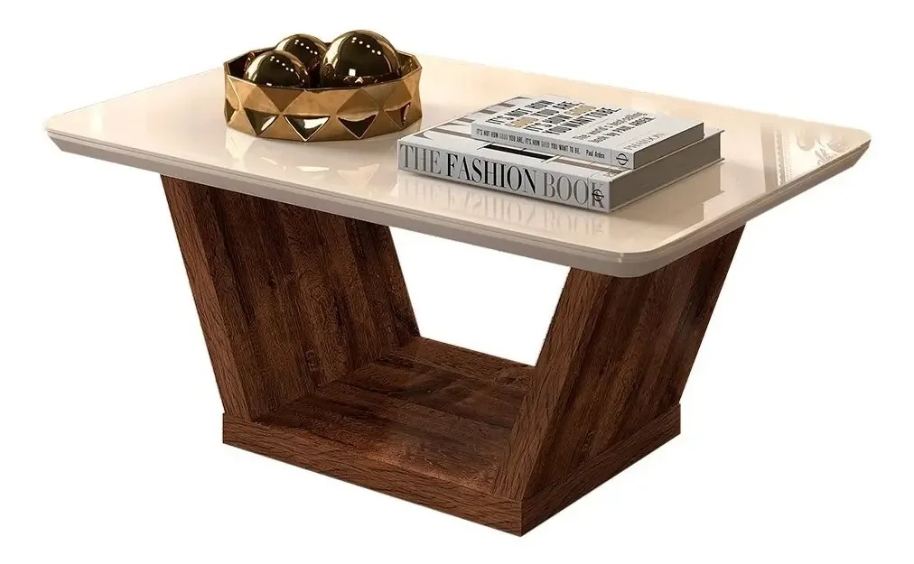 Mesa De Centro Lótus Trufa Com Creme - D'rossi