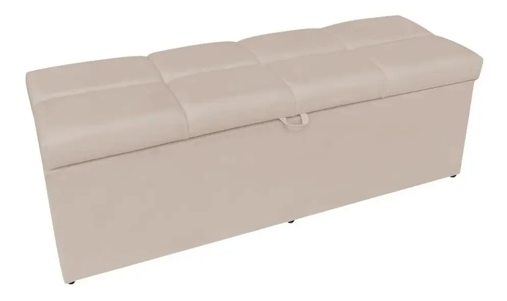 Calçadeira Baú Nina 0,90 Suede D'rossi Cor Bege
