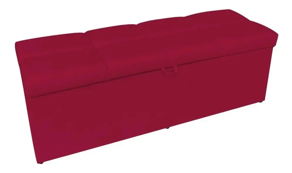 Calçadeira Baú Nina 0,90 Suede D'rossi Cor Vermelho