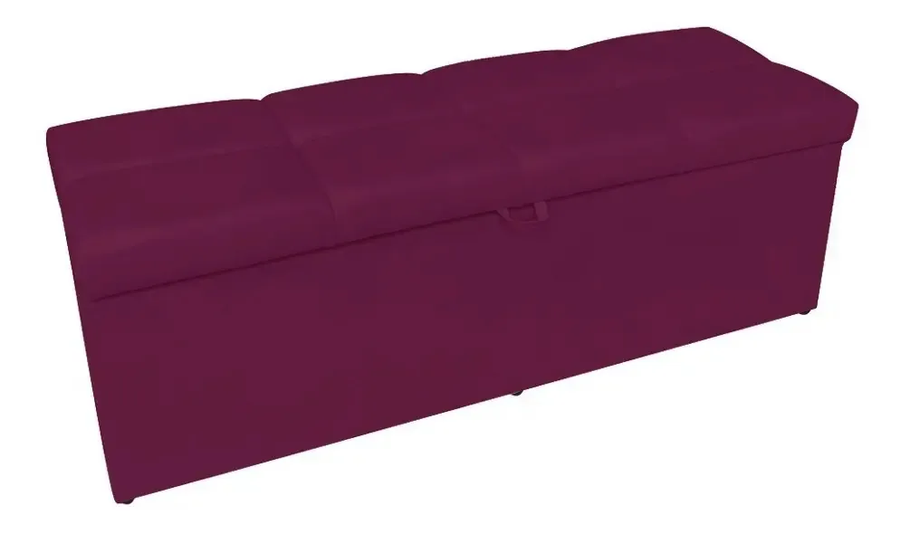 Calçadeira Baú Nina 0,90 Suede D'rossi Cor Vinho