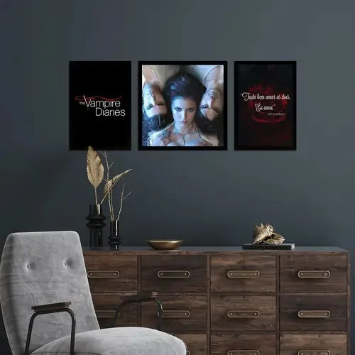 Kit De Placas Decorativas The Vampire Diaries Moldura Preta