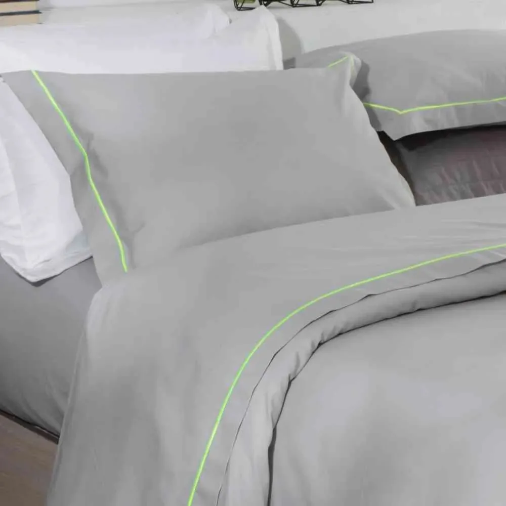 Jogo Cama King 200 Fios Kacyumara 03 Pç Festonê Neon Amarelo