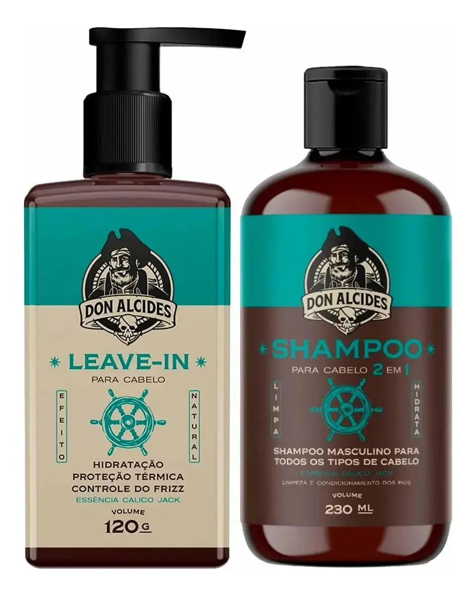 Kit Leave-in E Shampoo Para Cabelo Calico Jack Don Alcides