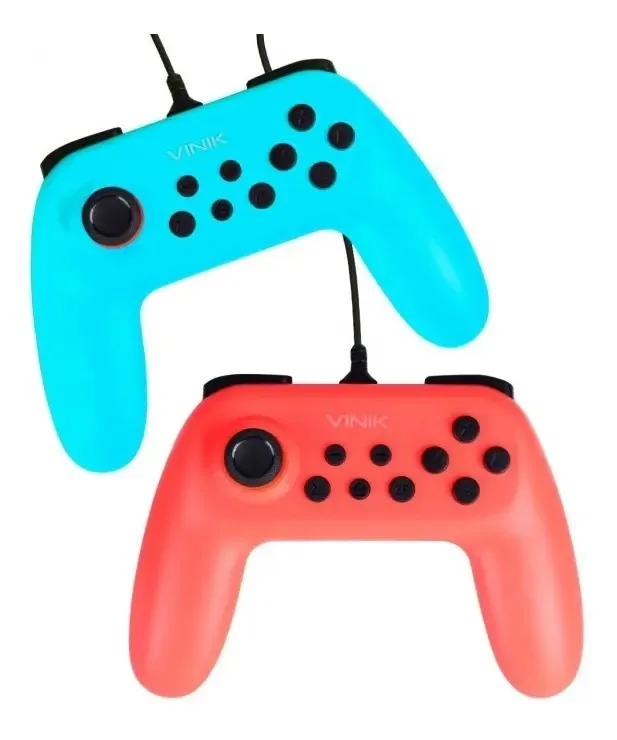 2 Controles Vinik NS Azul Vermelho Com Fio Para Nintendo Switch