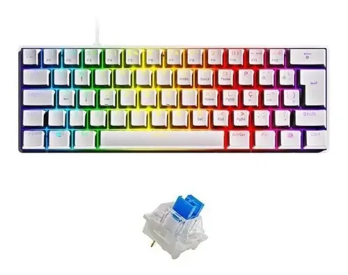 Teclado Mecânico 60% Zot Branco Outemu Blue Tecla Removível