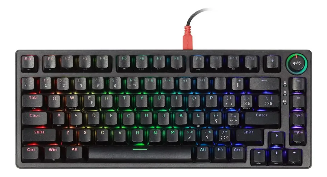 Teclado Mecânico Gamer 75% Pcyes Rasec Gateron Blue RGB ABNT2 Preto
