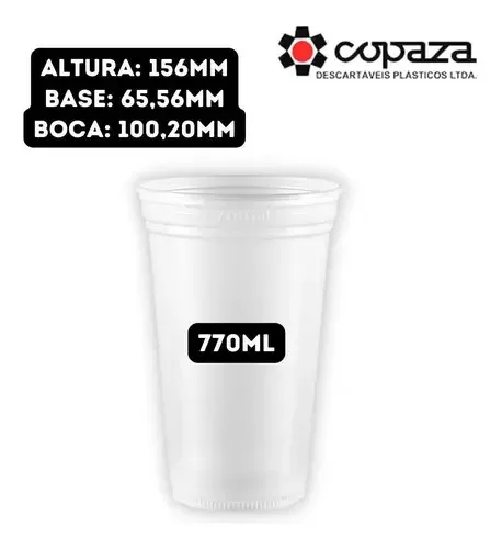 Copos Plásticos Descartáveis 770ml Copaza 50 Unidades Translúcidos