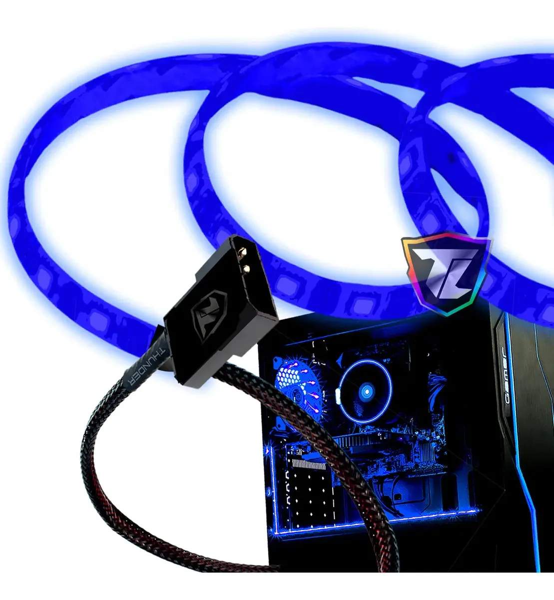 Fita Led 5050 Pc Molex 12v Decoração Gabinete Gamer 30cm Luz Fita Led Azul Royal Blue Tensão De Operação 5050 12v Molex Fonte 12v