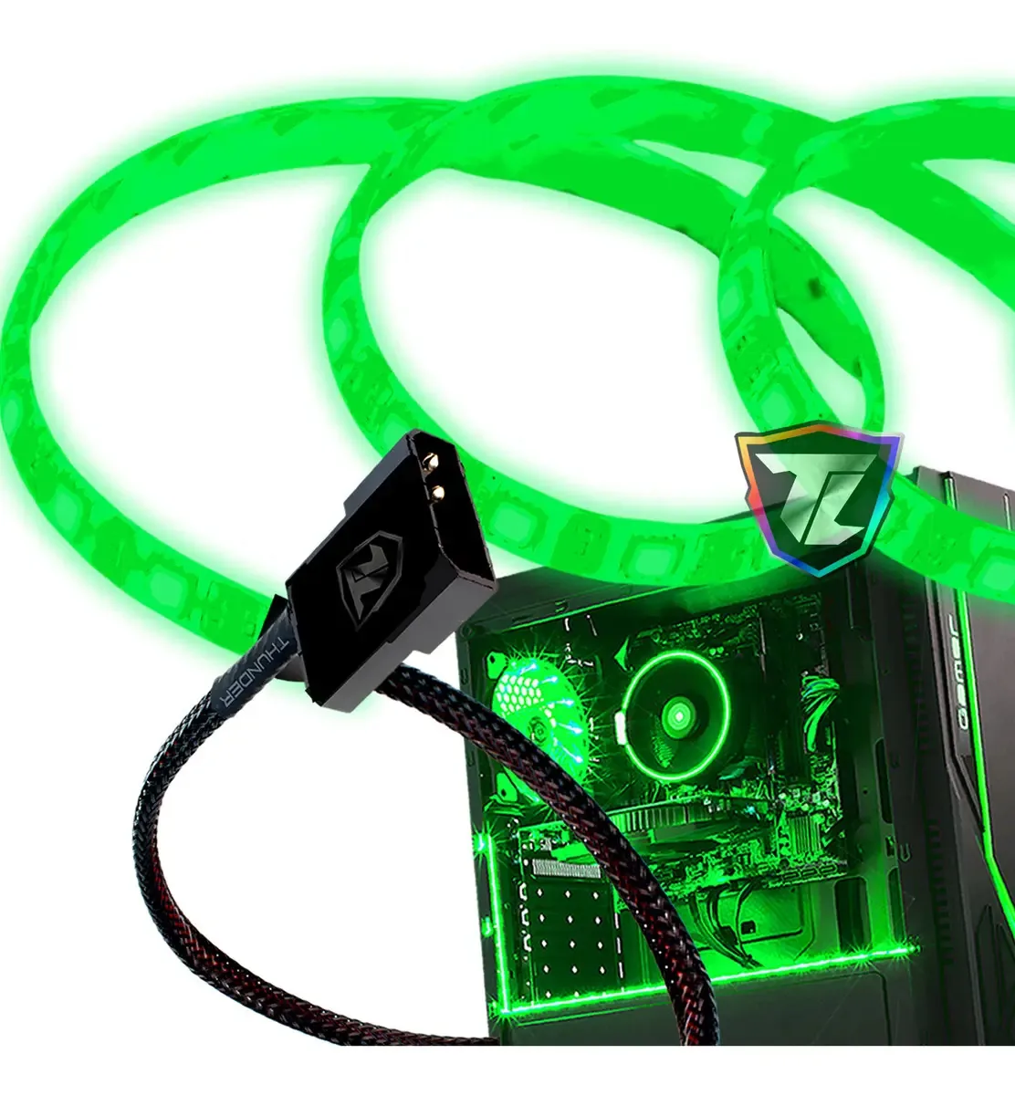 Fita Led 5050 Pc Molex 12v Decoração Gabinete Gamer 30cm Luz Fita Led Verde Atomic Green Tensão De Operação 5050 12v Molex Fonte 12v