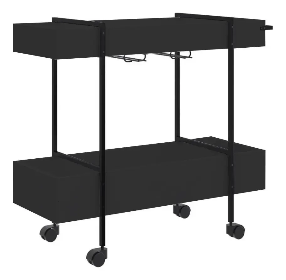 Carrinho Bar Com Rodízios Steel Quadra 27813 Preto Base Pret