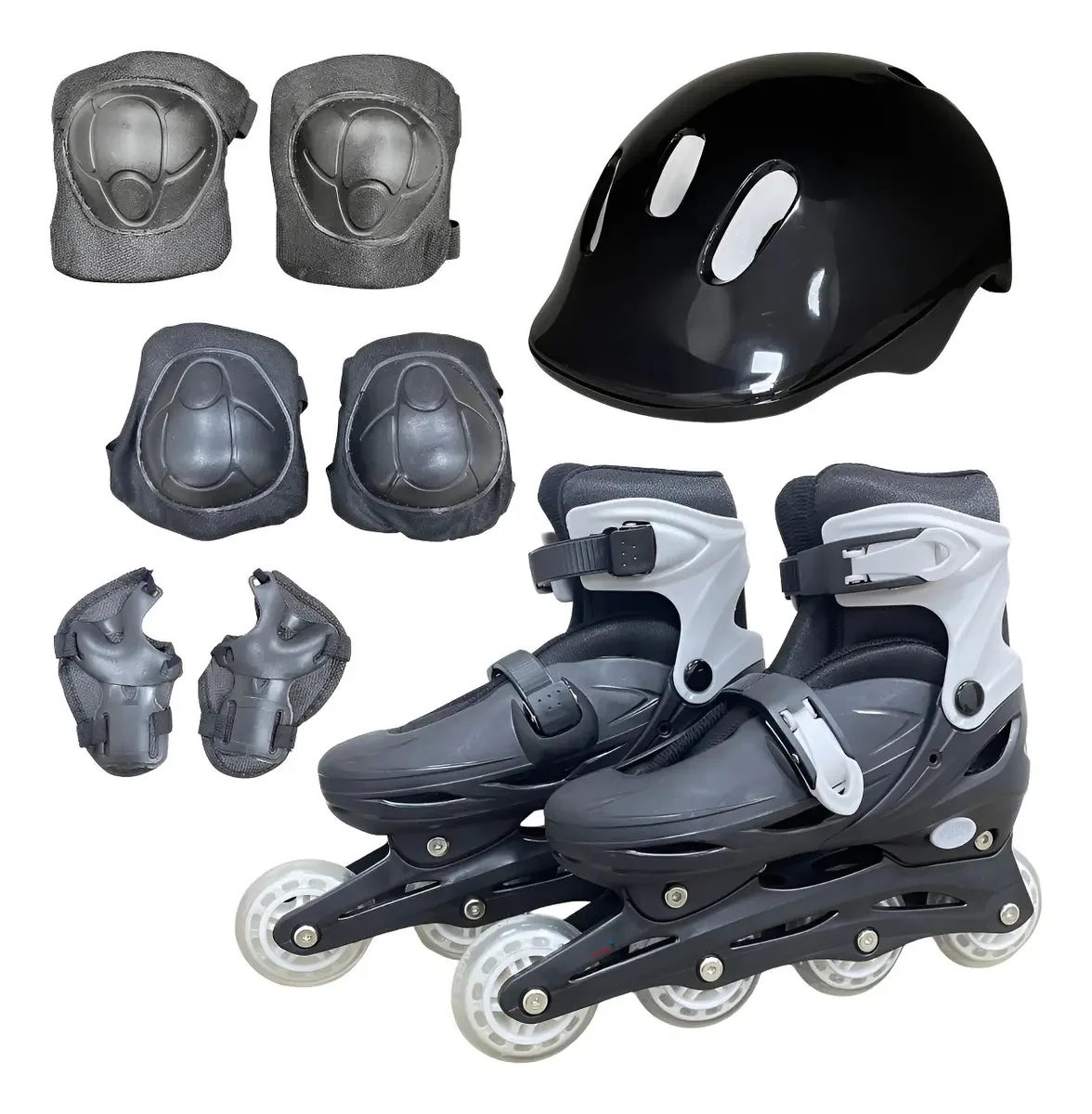 Patins Roller In Line Importway Ajustável Com Kit Proteção Cor Preto Tamanho Dos Patins G
