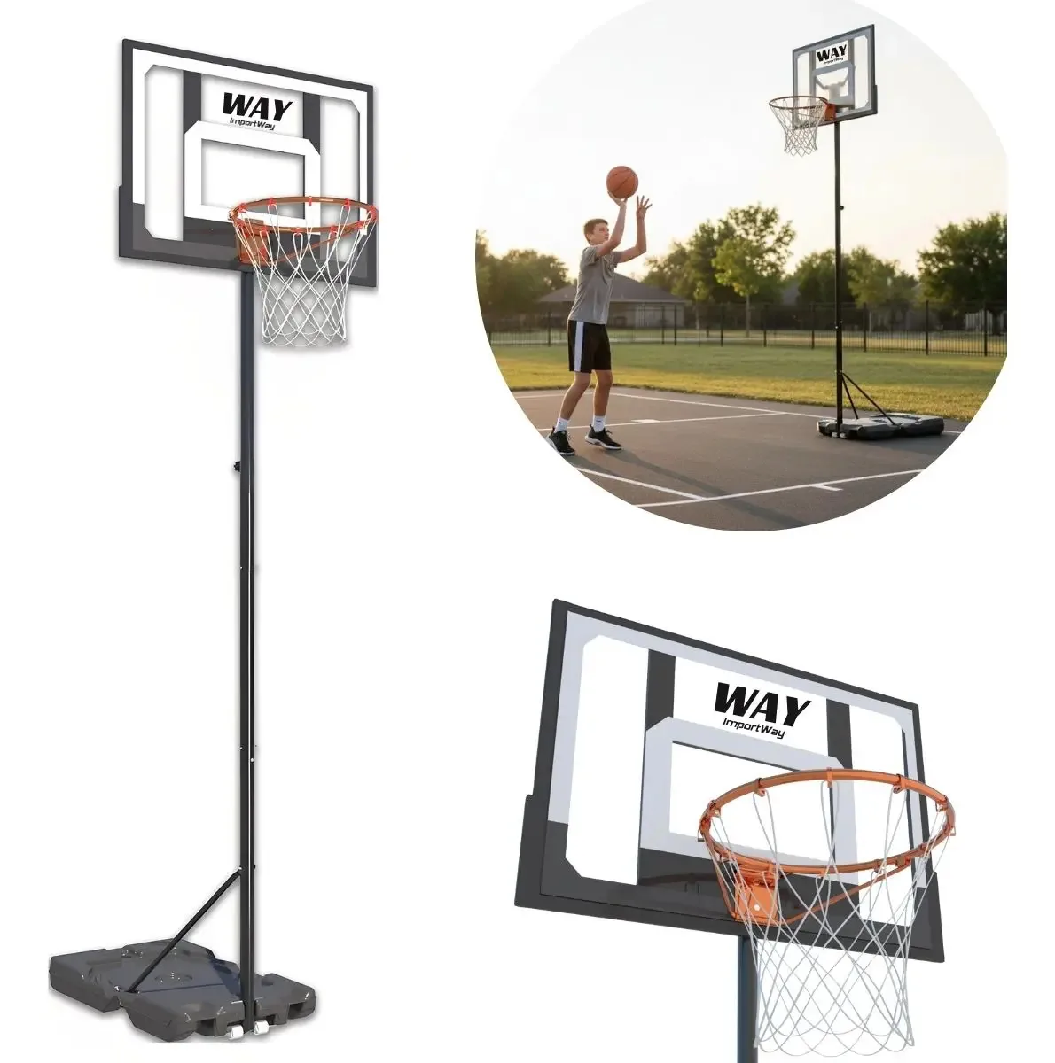Cesta De Basquete Regulável Até 2,10 M Aro 38 Resistente