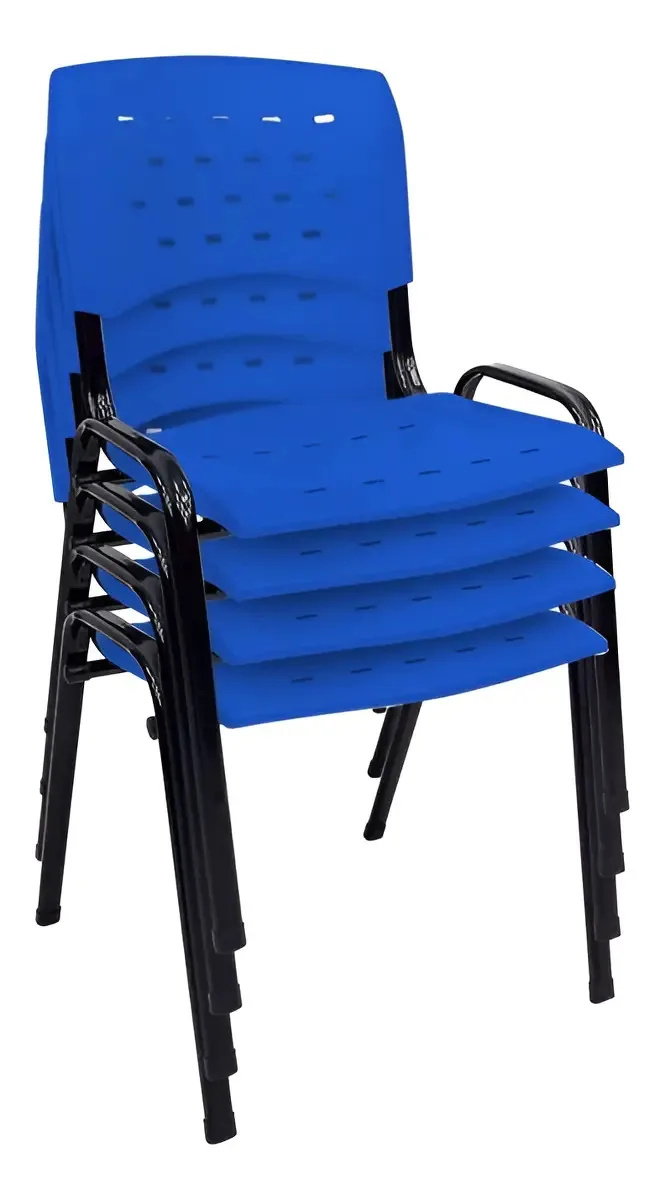 Kit 4 Cadeiras Igreja Recepção Salão Escritorio LG Flex Cor Azul
