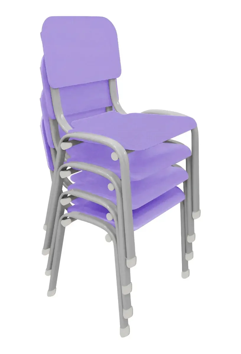 Kit 4 Cadeiras Escolar Infantil LG Flex Empilhavel T4 Cor Lilás