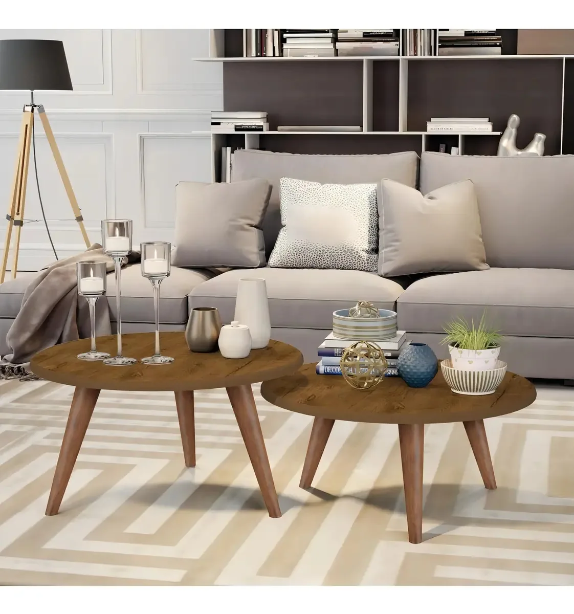 Conjunto Mesa De Centro Evie Madeirado