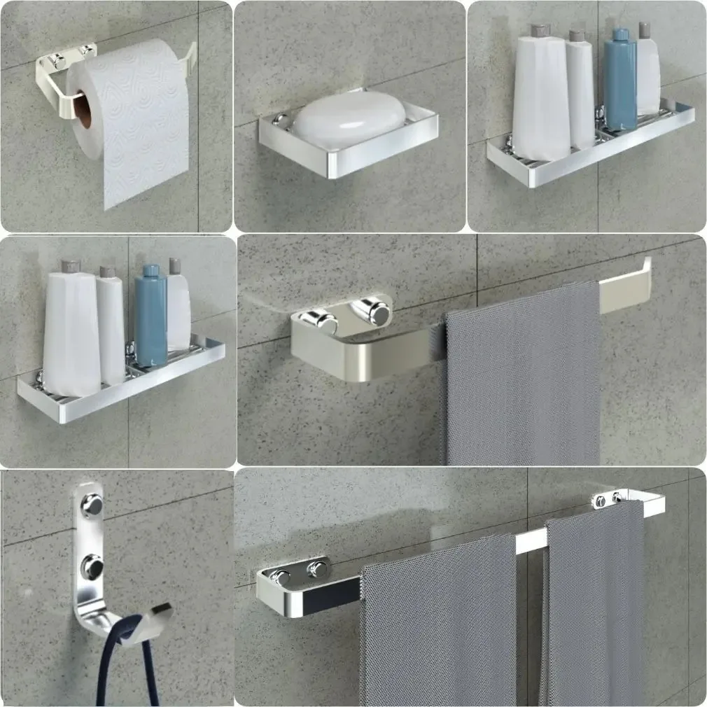 Kit Acessórios Para Banheiro Cromado 7 Peças