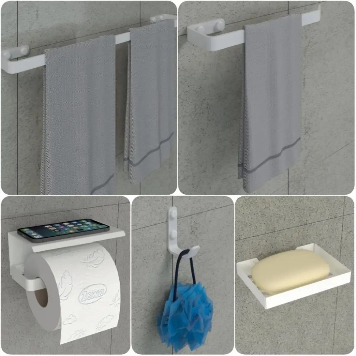 Kit Acessórios Para Banheiro Branco 5 Peças Max