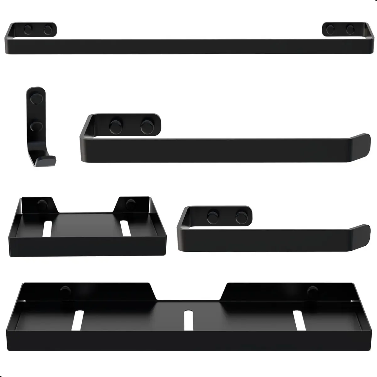 Kit Acessórios Banheiro 6 Peças Cor Preto